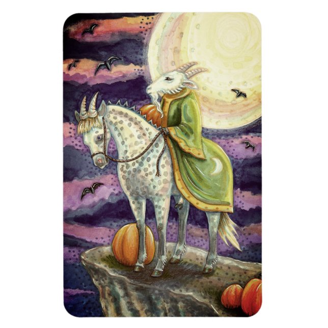 GOAT DEMON, SURE FOOTED STEED FANTASY HALLOWEEN MAGNET (Vertical)