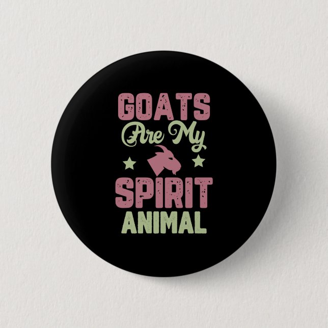 Goat design 6 cm round badge (Front)