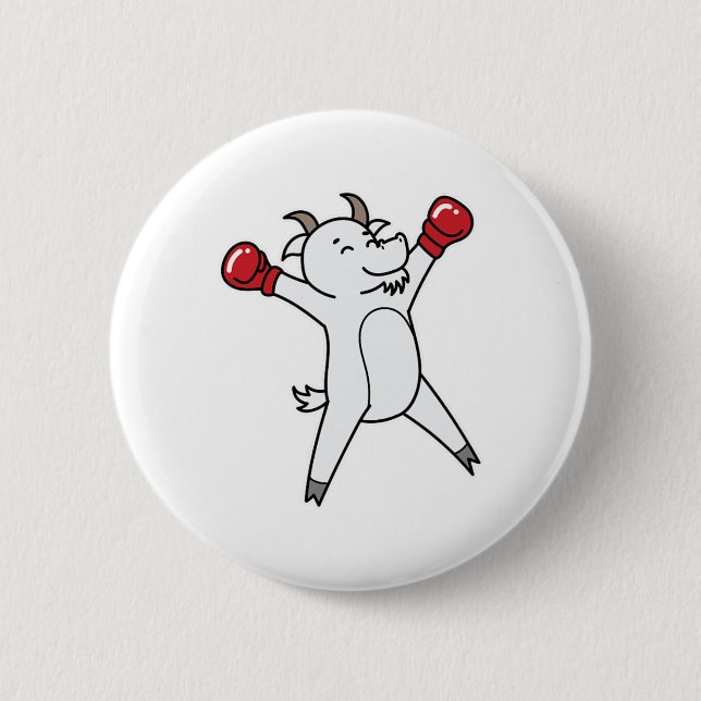 Goat Does Boxing  6 Cm Round Badge (Front)