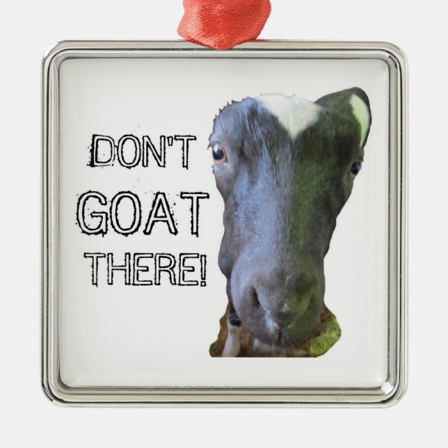 Goat "DON'T GOAT THERE!" Ornament (Front)