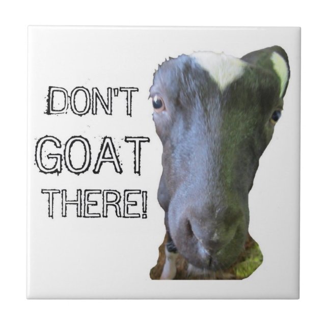 Goat "DON'T GOAT THERE!" Tile (Front)