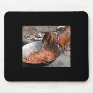 Goat Eating Spaghetti Sticker Mouse Mat