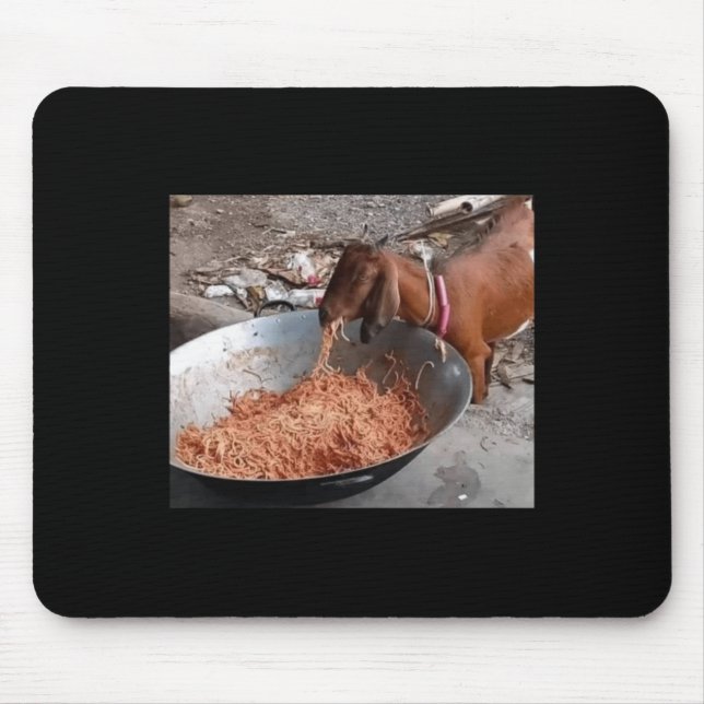 Goat Eating Spaghetti Sticker  Mouse Mat (Front)
