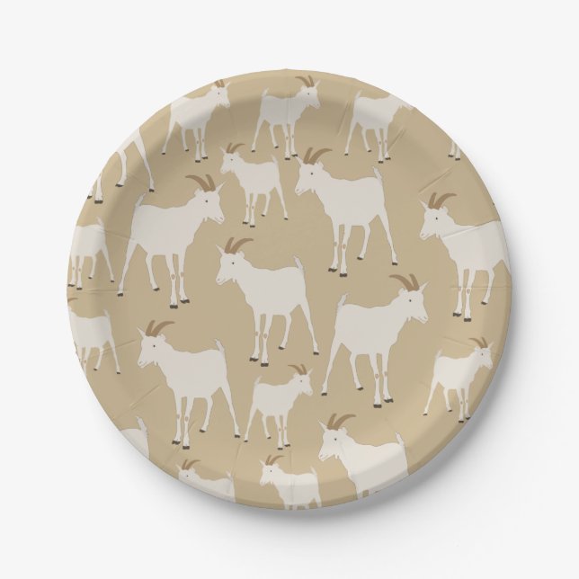 Goat Farm Animal Pattern  Paper Plate (Front)