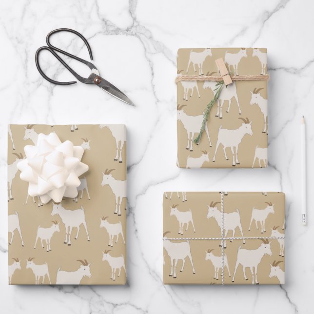 Goat Farm Animal Pattern  Wrapping Paper Sheet (Front)