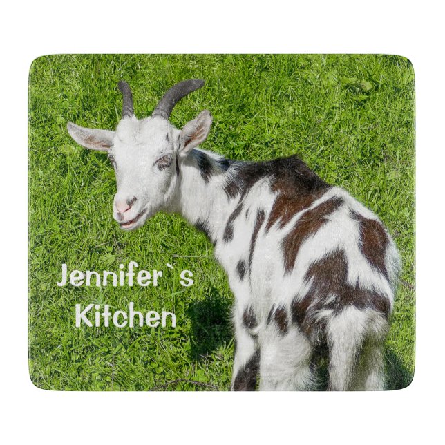 Goat Farm Animal Personalised Name Cutting Board (Front)