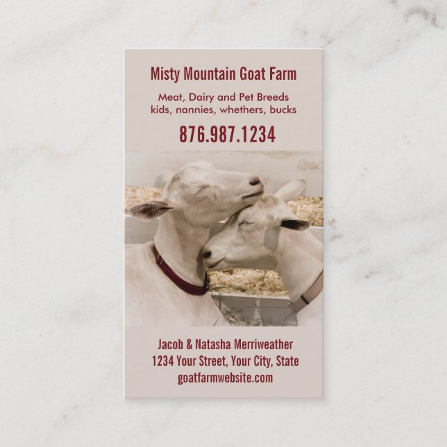 Goat Farm Dairy or Breeder Business Card (Front)