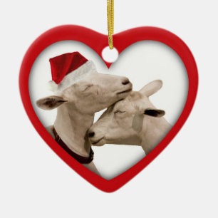 Goat Farmer Lovers Wedding or Anniversary Heart Ceramic Tree Decoration