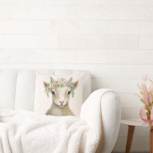 Goat Floral Animal Boho Cushion