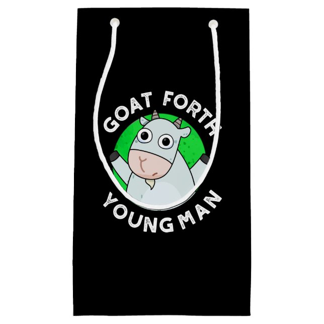 Goat Forth Young Man Funny Animal Pun Dark BG Small Gift Bag (Front)