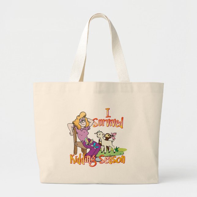 GOAT | Funny Kidding Season by GetYerGoat Large Tote Bag (Front)