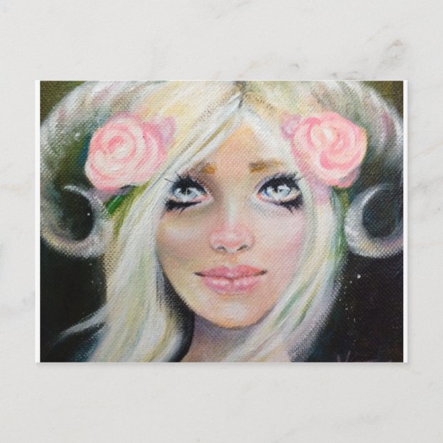 Goat Girl ~ Blonde girl with goat horns Postcard (Front)