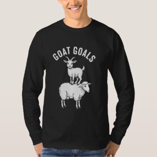 GOAT Goals Funny Farmer Goat and Sheep Cartoon Far T-Shirt
