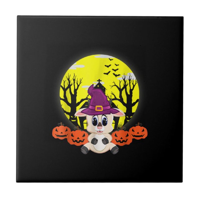 Goat Halloween Pumpkin Funny Halloween Costume Tile (Front)