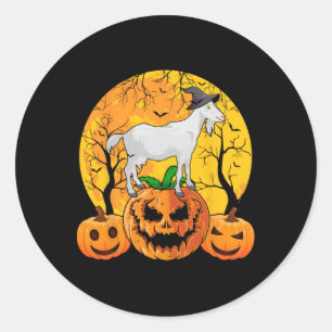 Goat Halloween Witch Pumpkin Funny Goat Lover Hall Classic Round Sticker
