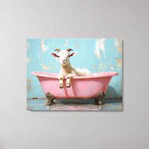 Goat in a Pink Bathtub Canvas Print