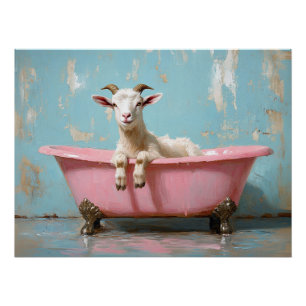 Goat in a Pink Bathtub Poster