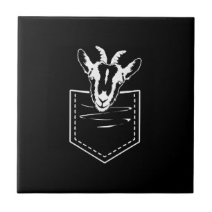 Goat In A Pocket Logo Funny Goat Lover Tile