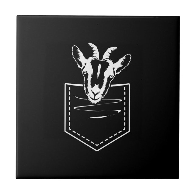 Goat In A Pocket Logo Funny Goat Lover Tile (Front)
