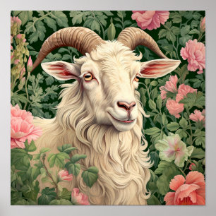 Goat in Meadow Painting Poster