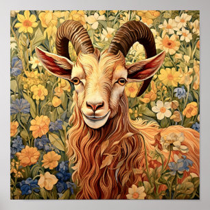 Goat in Meadow Poster