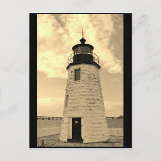Goat Island Lighthouse post card Newport, RI