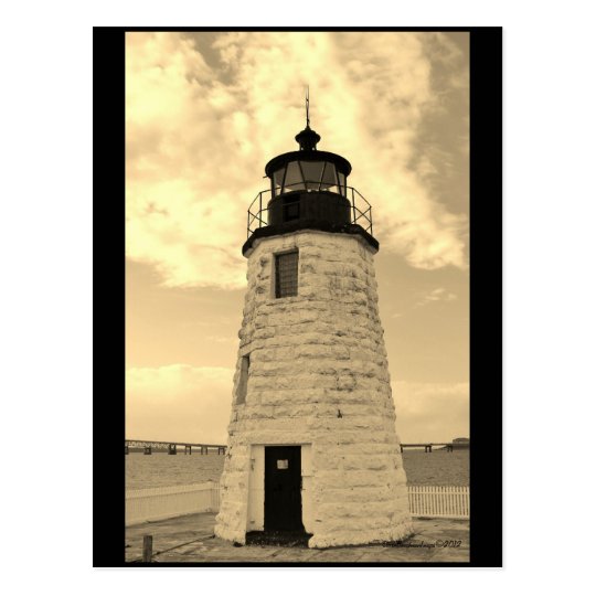 Goat Island Lighthouse post card Newport, RI