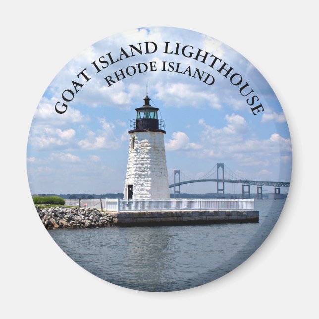 Goat Island Lighthouse, Rhode Island Round Magnet (Front)