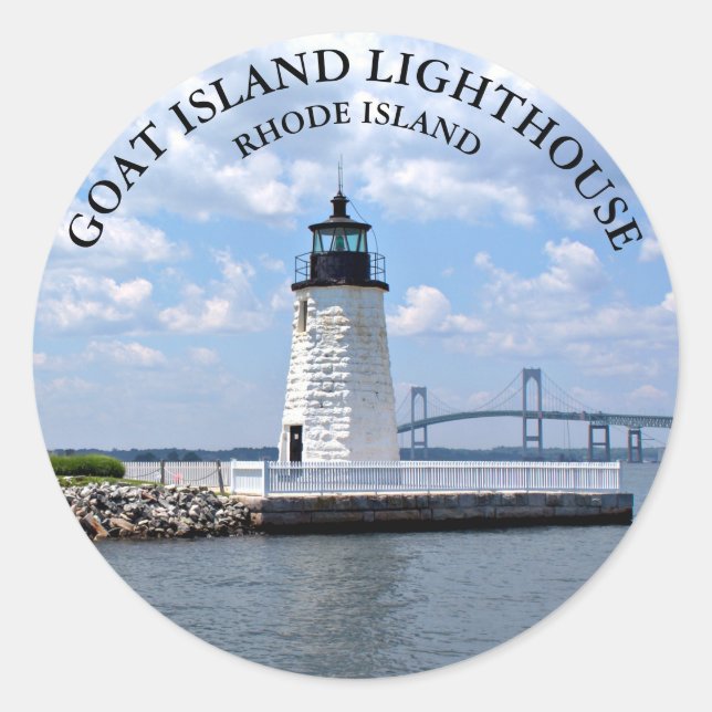 Goat Island Lighthouse Rhode Island Round Stickers (Front)