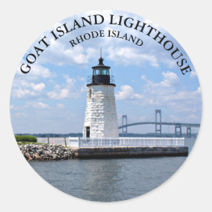 Goat Island Lighthouse Rhode Island Round Stickers