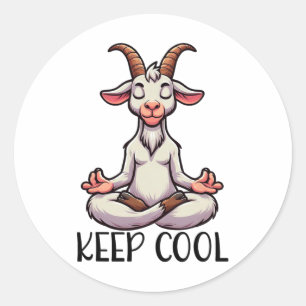 Goat Keep Cool Yoga Meditation  Classic Round Sticker