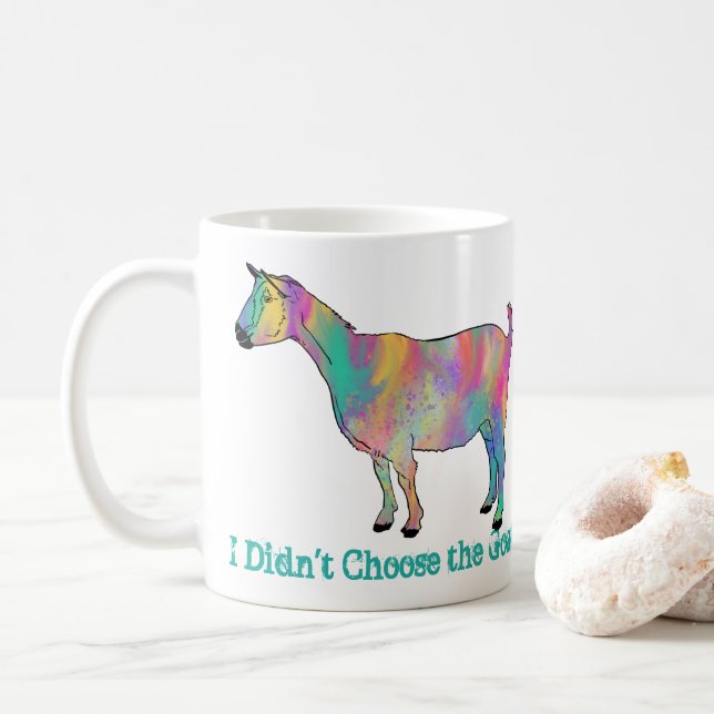 Goat Life Paint Splash Funny Goat Animal Art Coffee Mug (With Donut)
