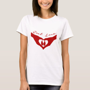 Goat Love  Heart Hands Holding Hoof Red T-Shirt