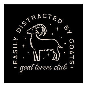 Goat lover club funny quotes poster