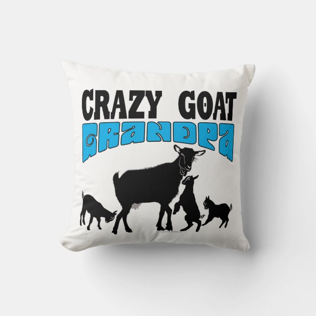 GOAT LOVER | Crazy Goat Grandpa Reversible Cushion (Front)