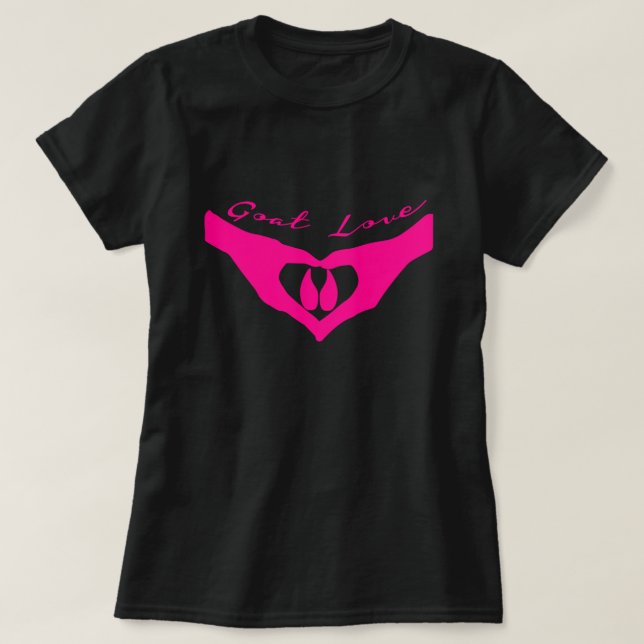GOAT LOVER |  Heart Hands Holding Goat Hoof Pink T-Shirt (Design Front)