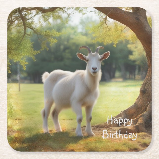 Goat Lover Mug Square Paper Coaster (Front)