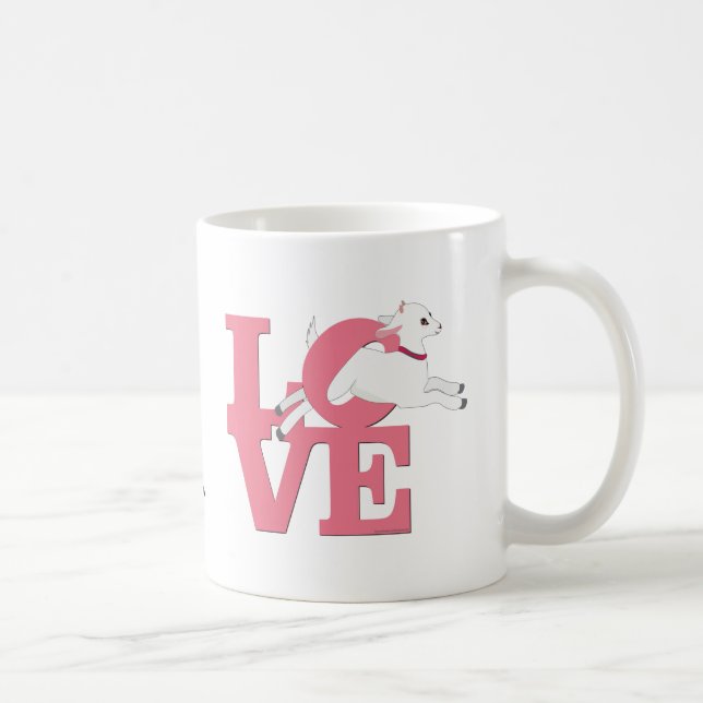 GOAT LOVER | PINK  Goat L O V E - White Goat Coffee Mug (Right)