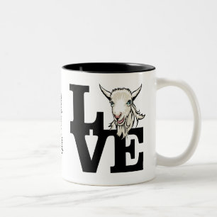 GOAT LOVER   RETRO Goat L O V E - White Goat Two-Tone Coffee Mug