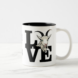 GOAT LOVER   RETRO Goat L O V E - White Goat Two-Tone Coffee Mug
