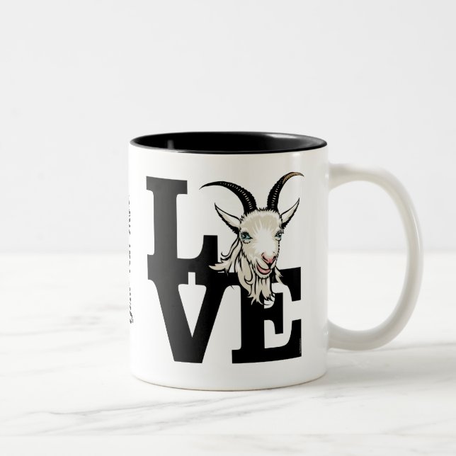 GOAT LOVER | RETRO Goat L O V E - White Goat Two-Tone Coffee Mug (Right)