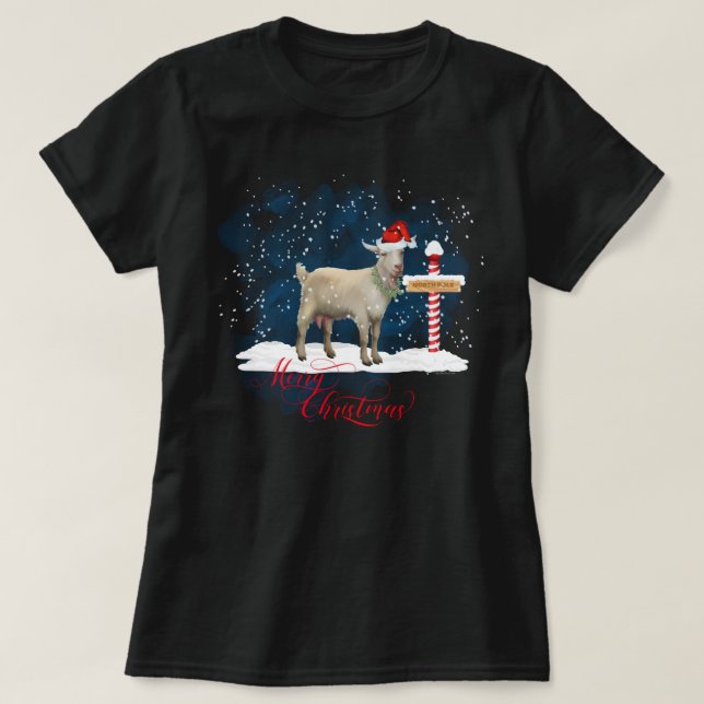 Goat Lovers Christmas North Pole T-Shirt (Design Front)