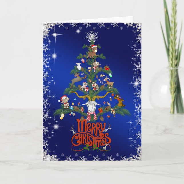 GOAT LOVERS Xmas Gift  | Merry Christmas Goat TREE Holiday Card (Front)