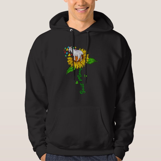 Goat Mom Cute Farm Animals On Sunflower Farmer Mot Hoodie (Front)