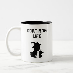 Goat Mom Life Mama Farm Animal Lover Design Two-Tone Coffee Mug