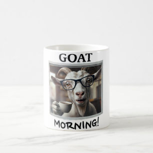 Goat Morning Coffee Funny Goat with Glasses Design Mug