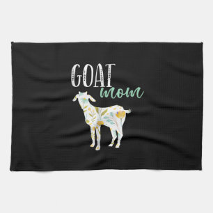 Goat Mum Floral Pet Goat Owner Tea Towel