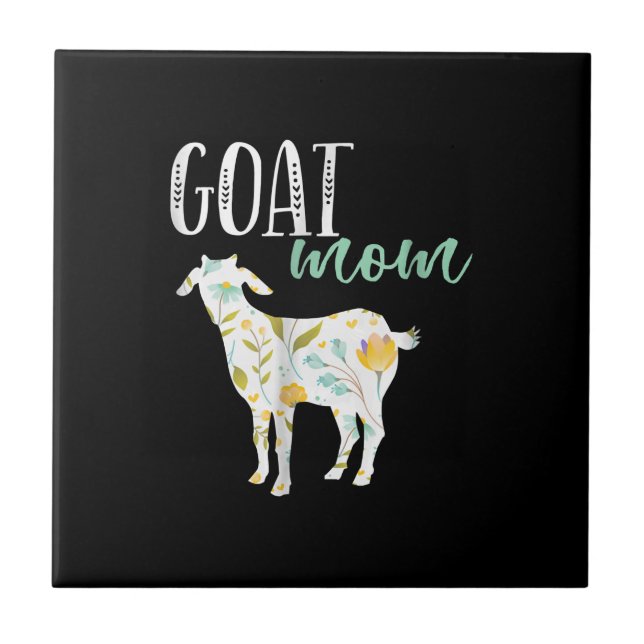 Goat Mum Floral Pet Goat Owner Tile (Front)