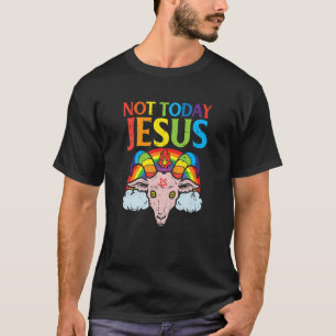 Goat Not Today Jesus Satan Retro Rainbow God Chris T-Shirt