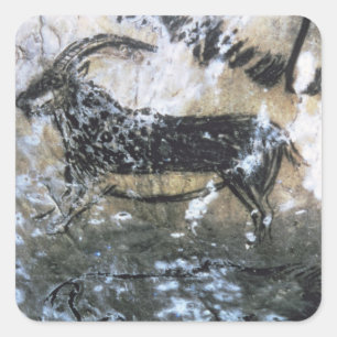 Goat or Chamois, rock painting in the Black Room, Square Sticker